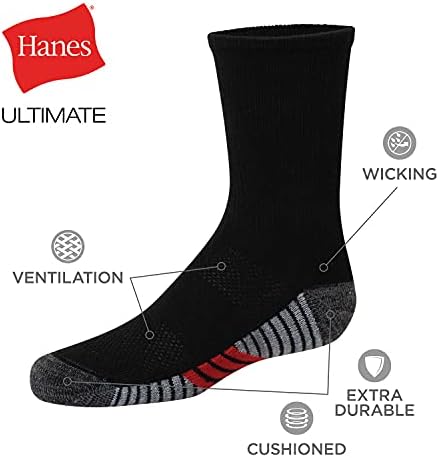 Hanes Ultimate Boys Crew Sport Socks 10-Pair Pack