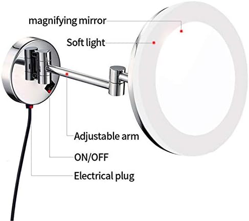 Precision-Made Dual-Purpose Makeup Shaving Mirror with LED Light Wall-Mounted