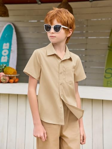 Haloumoning Boys Short Sleeve Button Down Shirts