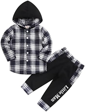 Toddler Boy Plaid Hoodie Sweatpants Set