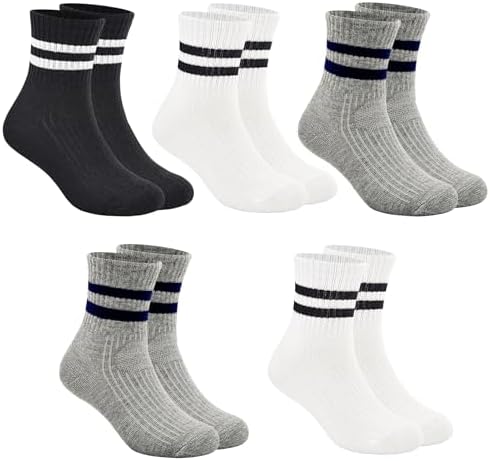 Boys Girls Cotton Crew Socks 5 Pairs 1-12
