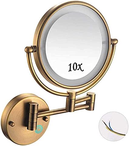 DEIHGE Makeup Mirror Wall Mounted with 360 Rotation and LED Light