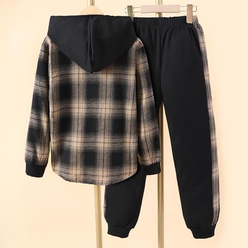 Ferwang boys 2-piece plaid front button down outfit