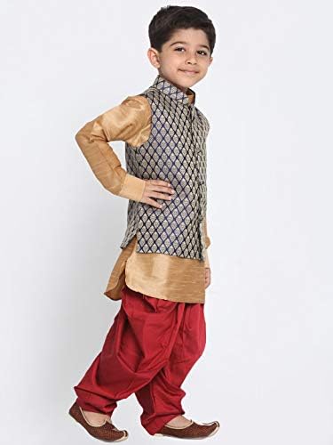 VASTRAMAY Baap Beta Gold Ethnic Set