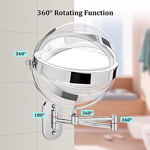Wall-Mounted Shaving Mirror With 360 Swivel Foldable LED Light