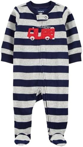 Carters Boys Interlock 115g219 Firetruck Zip-Up Fleece Sleep Play Pajama