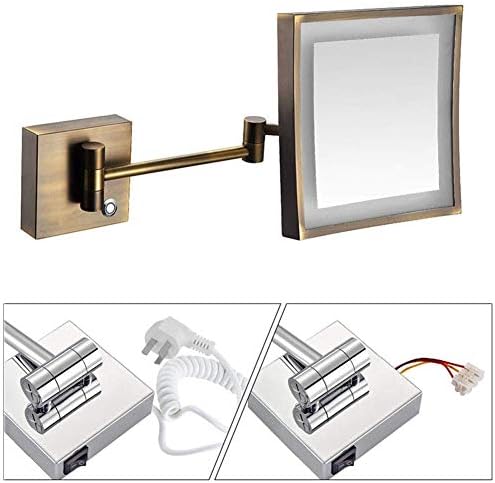Wall-Mounted Makeup Mirror with 3X Magnification and LED Light