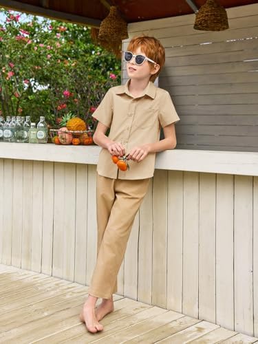 Haloumoning Boys Short Sleeve Button Down Shirts