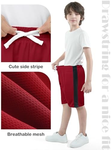Resinta 5 Pack Boys Basketball Shorts Quick Dry Elastic Waist