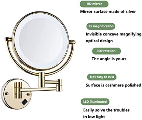 Lighted Makeup Mirror Wall Mounted with 3X Magnification