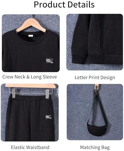 HIHA Boys Letter Print Sweatsuit Set with Bag