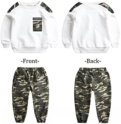 Lontakids Boys 2 Pieces Set Long Sleeve Top and Camouflage Pants
