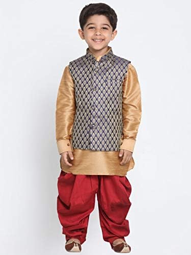 VASTRAMAY Baap Beta Gold Ethnic Set