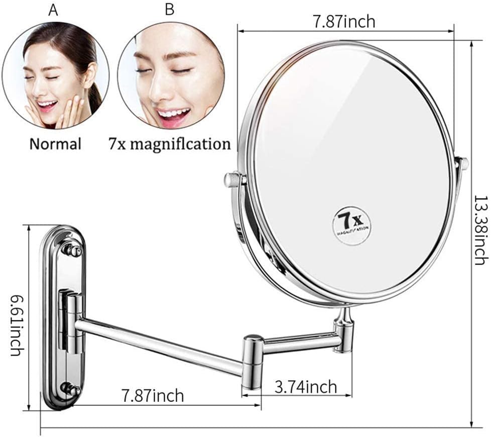DEIHGE Wall-Mounted Brass Double Sided 360 Swivel Makeup Mirror