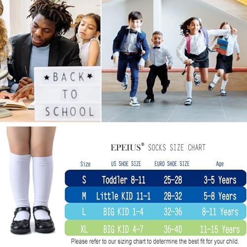 EPEIUS Kids Knee High Socks 5T-15 Years