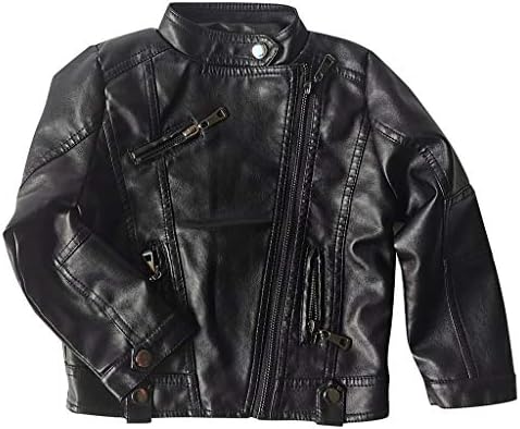 High-Quality Toddler Boys Girls Motorcycle PU Faux Leather Lapel Jackets