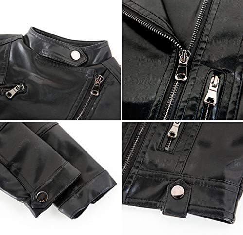High-Quality Toddler Boys Girls Motorcycle PU Faux Leather Lapel Jackets