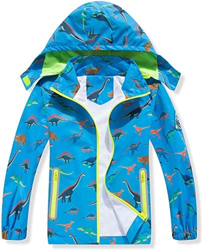 boys rain jacket waterproof Kids jacket - Detachable Hood Lightweight Windproof
