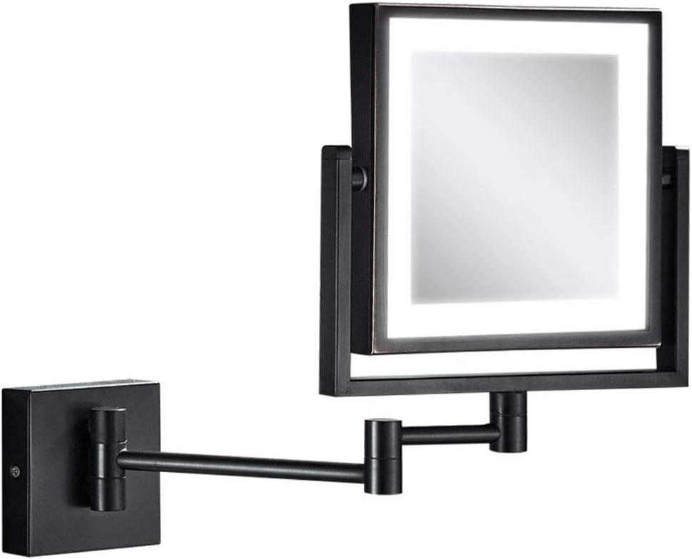 DEIHGE Wall-Mounted Makeup Mirror with LED Lighting 360-Degree Swivel