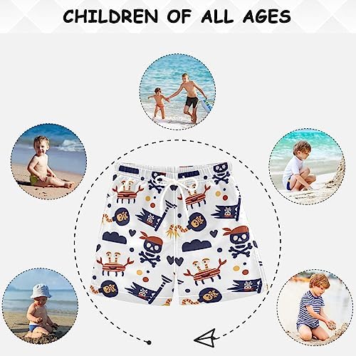 visesunny Summer Boys Beach Shorts with Pirate Crab Skull Flag Patterns