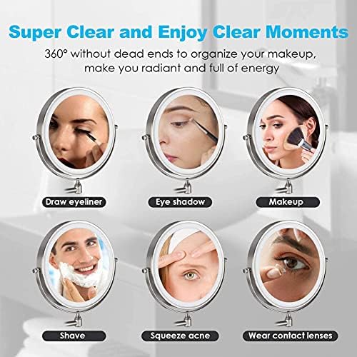 Wall-Mounted Shaving Mirror With 360 Swivel Foldable LED Light