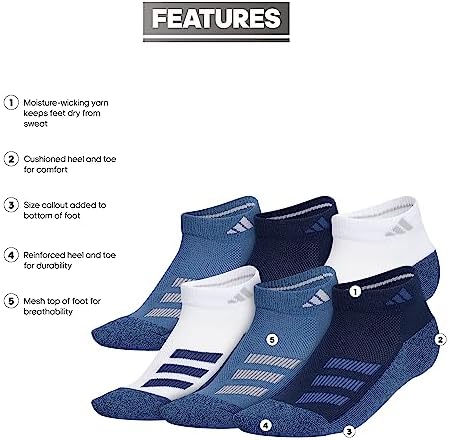 Adidas Kids Cushioned Angle Stripe Low Cut Socks 6 Pair