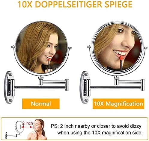 Wall-Mounted Shaving Mirror With 360 Swivel Foldable LED Light