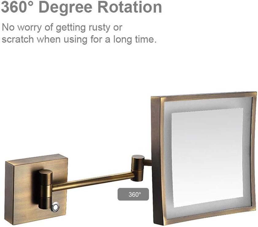 Wall-Mounted Makeup Mirror with 3X Magnification and LED Light