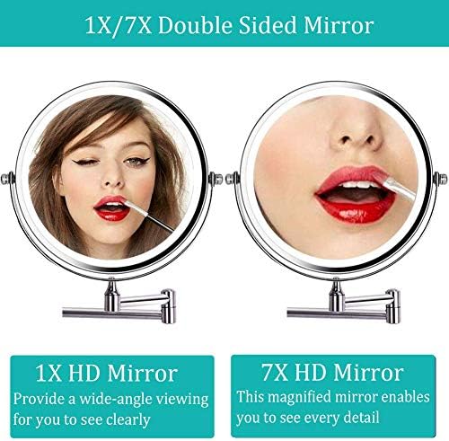 7x Magnification Double-Sided Wall-Mounted Makeup Mirror