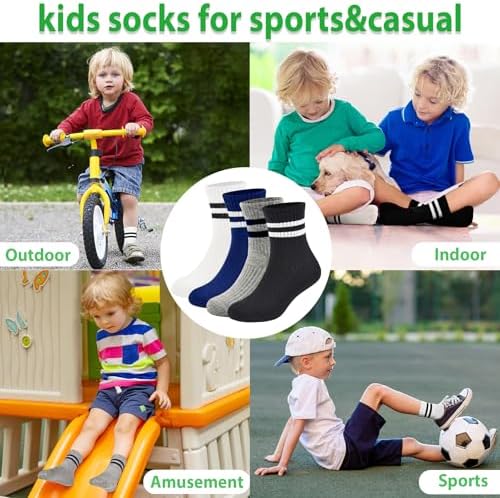 Boys Girls Cotton Crew Socks 5 Pairs 1-12