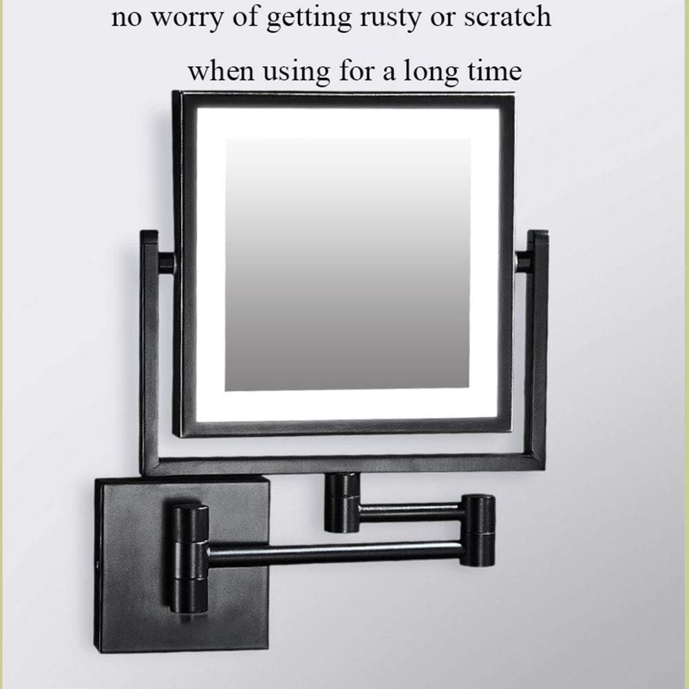DEIHGE Wall-Mounted Makeup Mirror with LED Lighting 360-Degree Swivel
