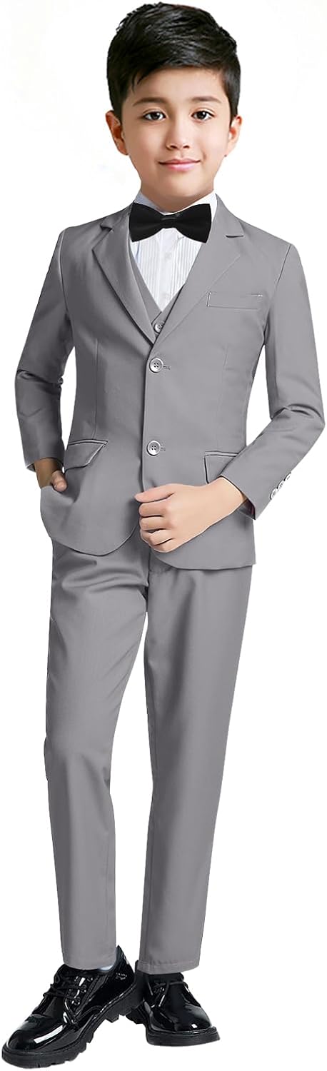 YuanLu Boys Suit Formal Wedding Ring Bearer Outfit 5 Piece Slim Fit