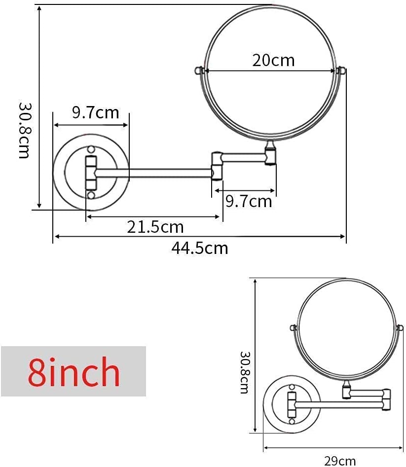 Sturdy Wall-Mounted Makeup Mirror 8-inch 3x Magnifying LCARY