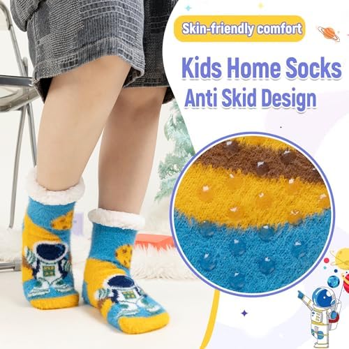 Kids Boys Fuzzy Slipper Socks Winter