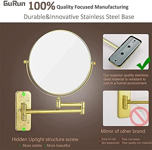 LCD Rechargeable Makeup Mirror with Lights 360 Rotation for Bathroom