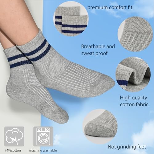 Boys Girls Cotton Crew Socks 5 Pairs 1-12