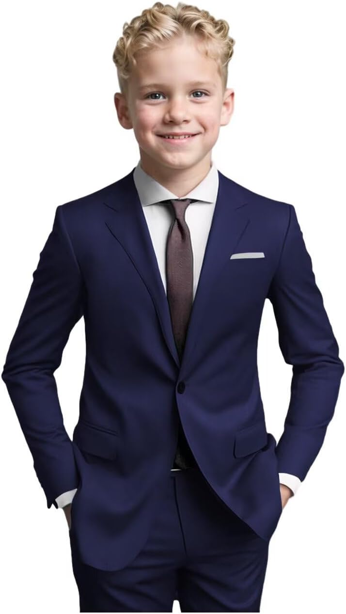 Boys Slim Fit Communion Suit Blazer Pants Set
