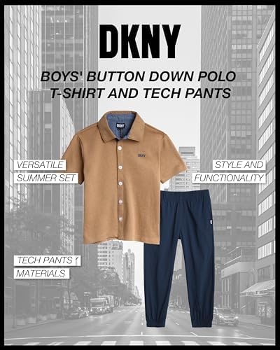 DKNY Boys 2 Piece Summer Set - Shirt and Tech Pants
