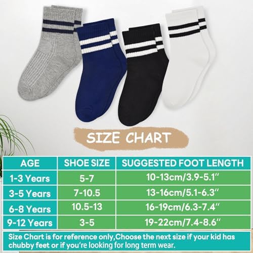 Boys Girls Cotton Crew Socks 5 Pairs 1-12