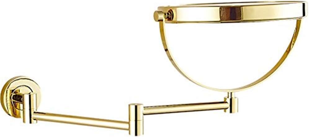 Wall-Mounted 8-Inch Makeup Mirror - Extendable Brass with Gold Finish