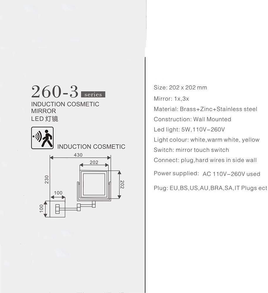 8 inch LED Light Double-Sided Wall-Mounted Vanity Makeup Mirror