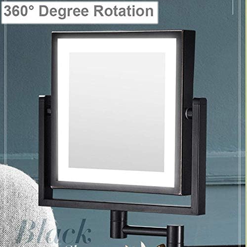 DEIHGE Wall-Mounted Makeup Mirror with LED Lighting 360-Degree Swivel