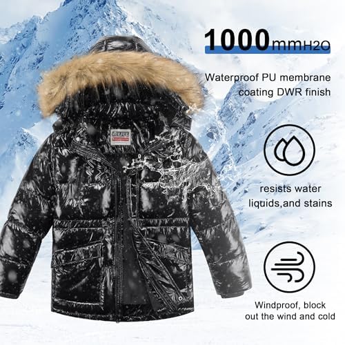 WULFUL Boys Winter Parka Waterproof Fleece Lined