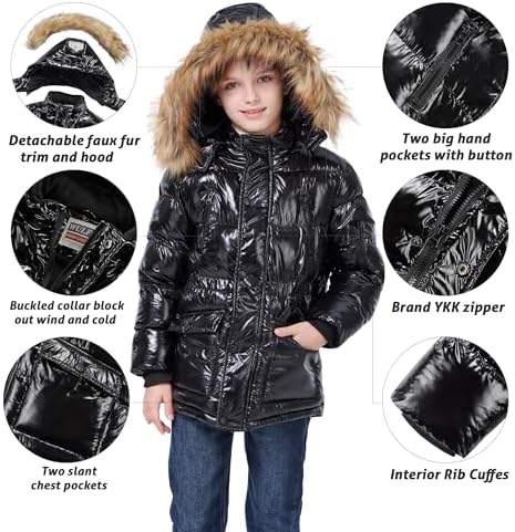 WULFUL Boys Winter Parka Waterproof Fleece Lined