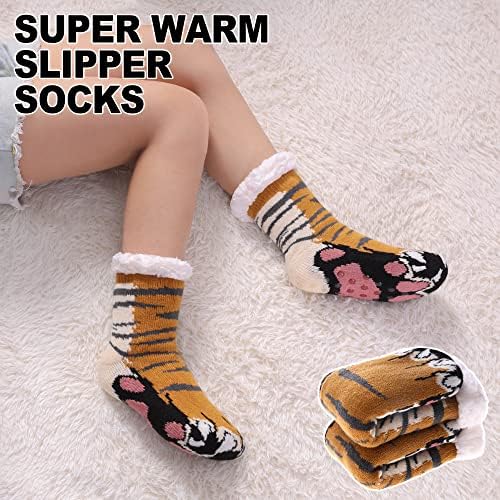 MQELONG Kids Fuzzy Socks Boys Girls Cozy Winter Slipper Socks