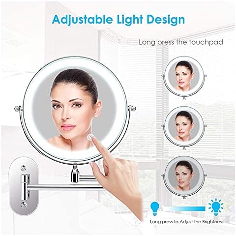 Wall-Mounted Shaving Mirror With 360 Swivel Foldable LED Light