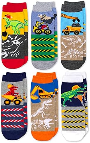 Jefferies Socks Boys Dinosaur Construction Crew Socks 6-Pack