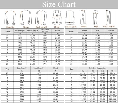 DOISPON Boys Slim Fit 4-Piece Formal Suit Set for Kids