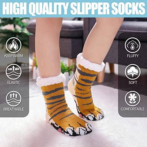 MQELONG Kids Fuzzy Socks Boys Girls Cozy Winter Slipper Socks