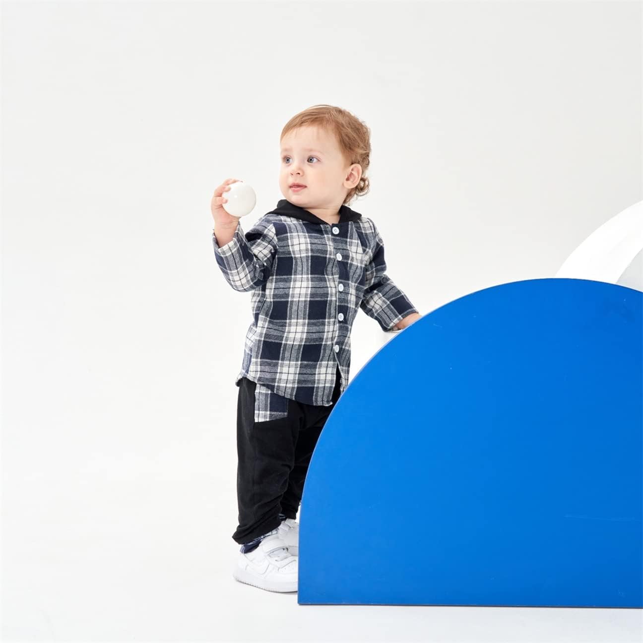 Toddler Boy Plaid Hoodie Sweatpants Set